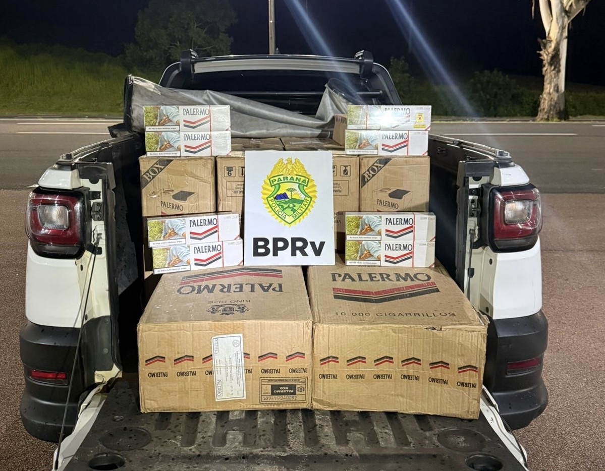 ROTAM apreende 7,5 mil maços de cigarros contrabandeados após perseguição na região