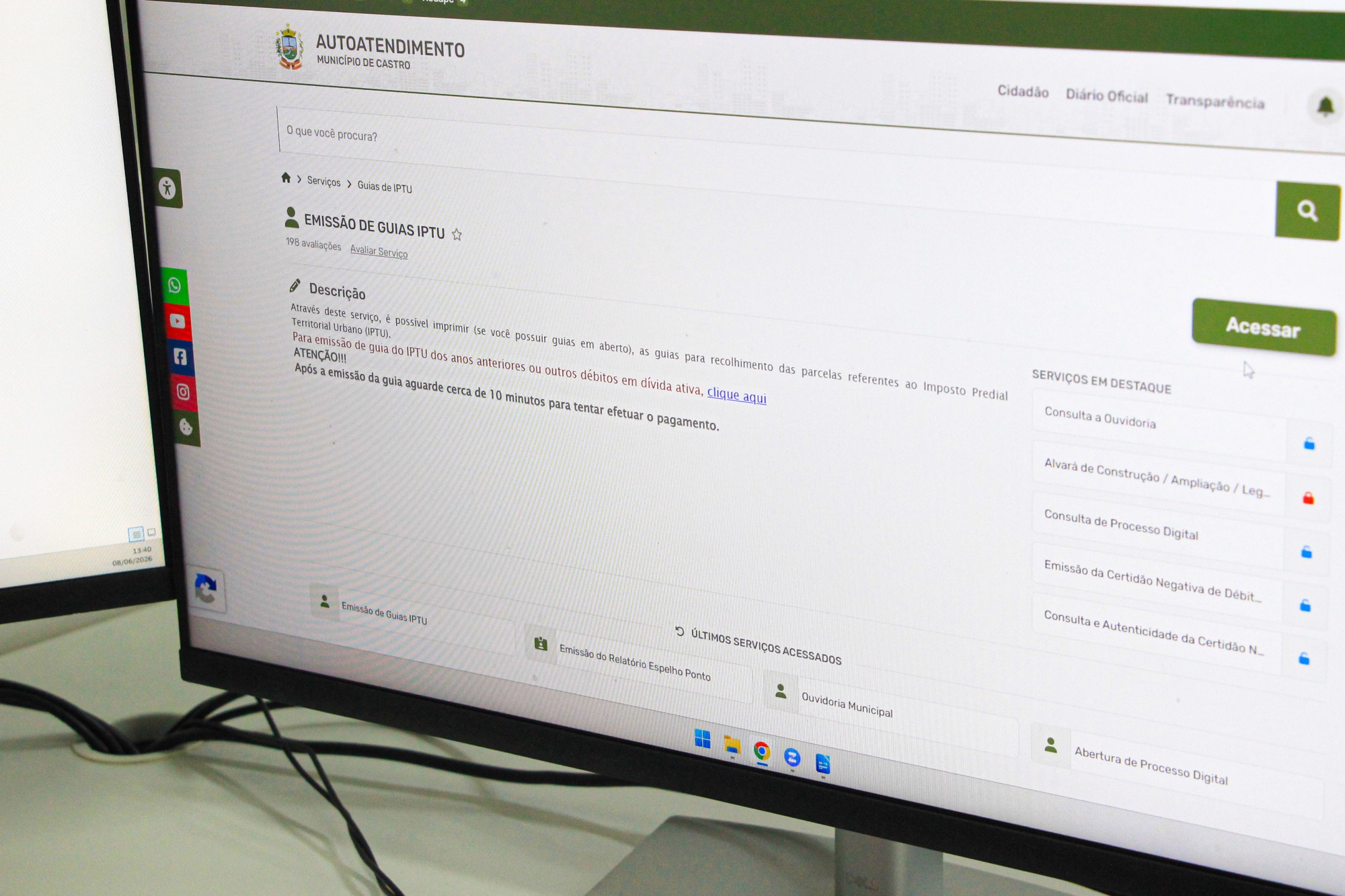 IPTU 2026 já está disponível; revisão cadastral reduz valor para parte dos contribuintes em Castro