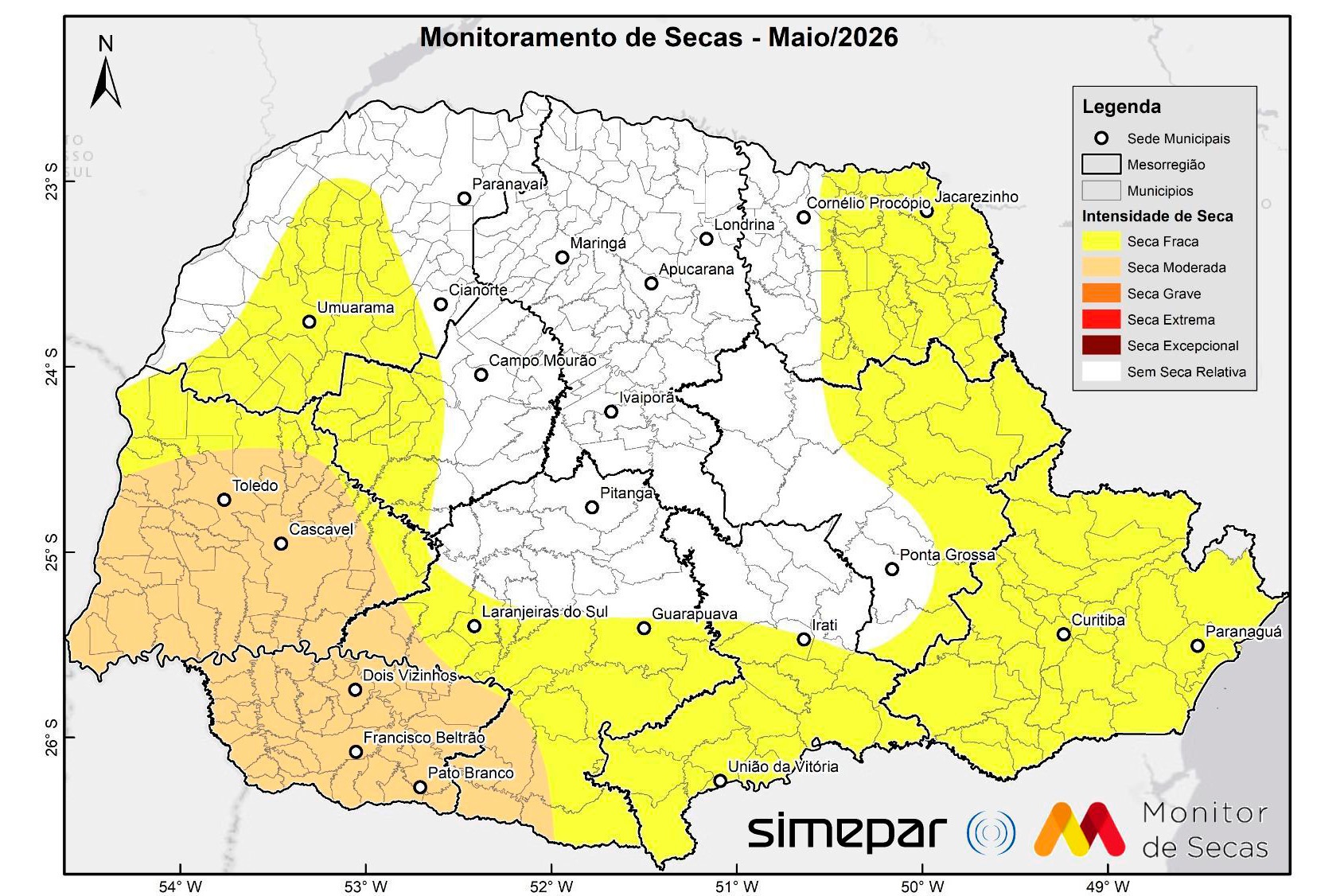 Seca recua em várias regiões do Paraná, aponta monitor nacional