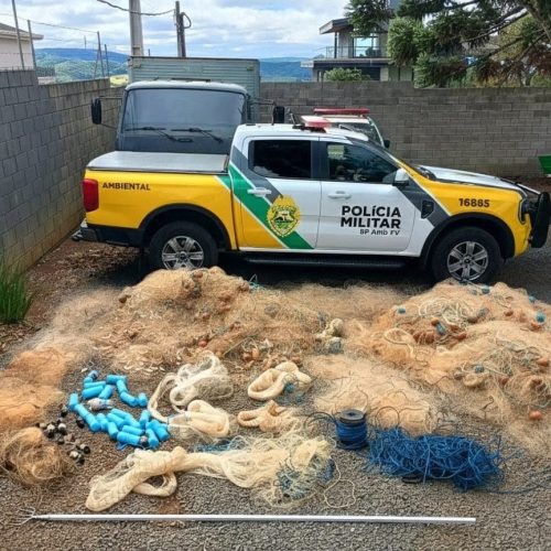 Polícia Ambiental apreende grande quantidade de apetrechos de pesca ilegal&nbsp;na região