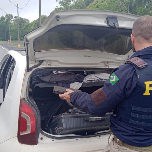 PRF apreende mais de 170 kg de maconha em veículo na BR-373