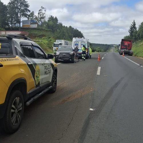 Acidente entre caminhão e carro é registrado na PR-151