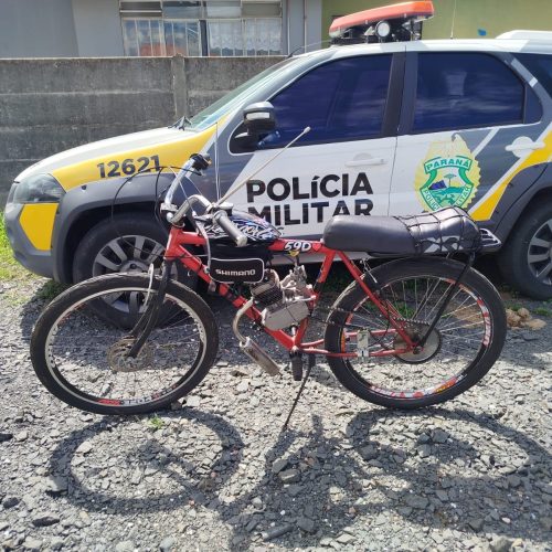 Bicicleta motorizada irregular é apreendida em Carambeí
