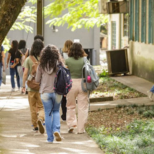 Maringá, 27 de julho de 2023 - Alunos no Campus da Universidade Estadual de Maringá (UEM).