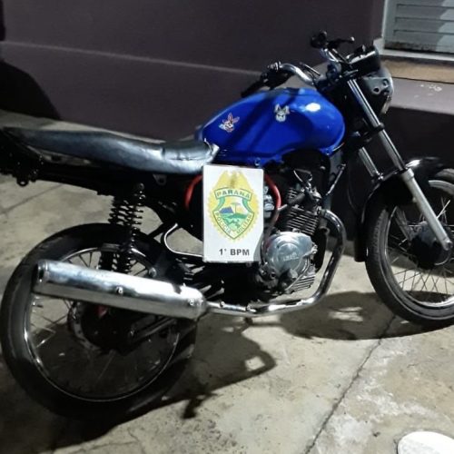 Polícia Militar recupera motocicleta furtada durante patrulhamento na região