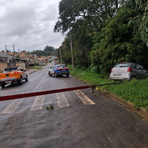 Veículo desce sozinho e vai parar em barranco no bairro AFCB em Carambeí