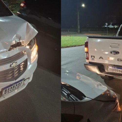 Colisão traseira é registrada na Avenida dos Pioneiros, em Carambeí