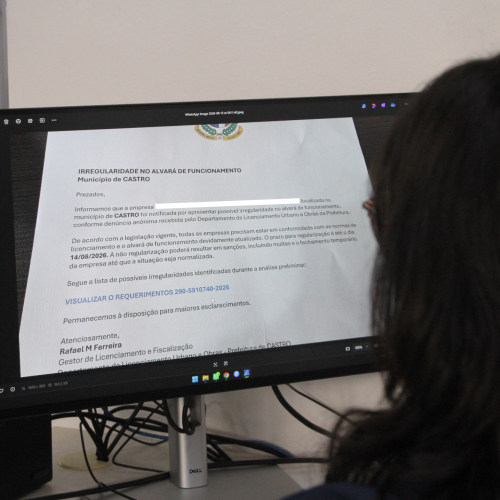 Prefeitura de Castro alerta sobre mensagens que cobram falsa taxa de renovação de alvará