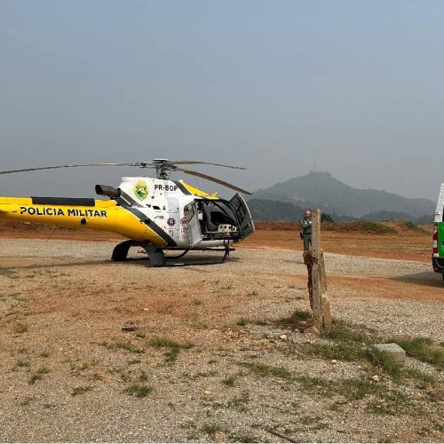 Homem cai do telhado de casa e é socorrido de helicóptero no PR