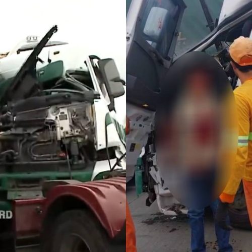 Caminhoneiro fica prensado e sobrevive ‘por milagre’ em grave acidente