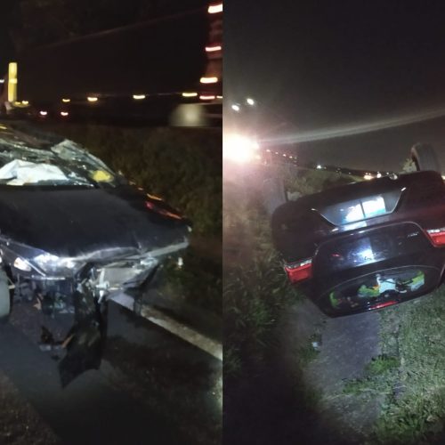 Capotamento na PR-151 deixa motorista ferida em Carambeí