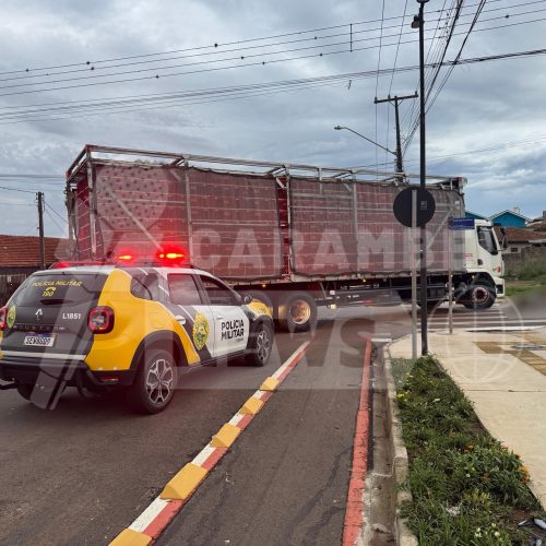 Jovem fica ferido após colisão entre caminhão e bicicleta em Carambeí