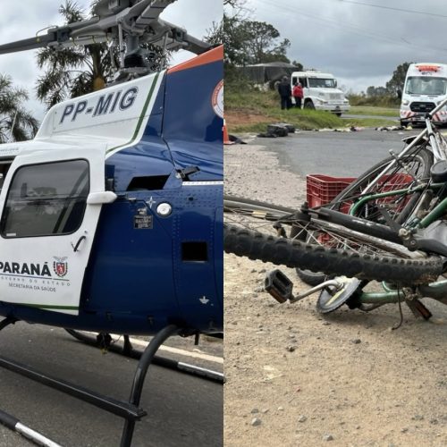 Ciclista sofre acidente grave em frente à Fazenda Frank’Ana, em Carambeí