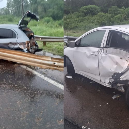 Motorista colide contra defensa metálica na PR-151 entre Carambeí e PG