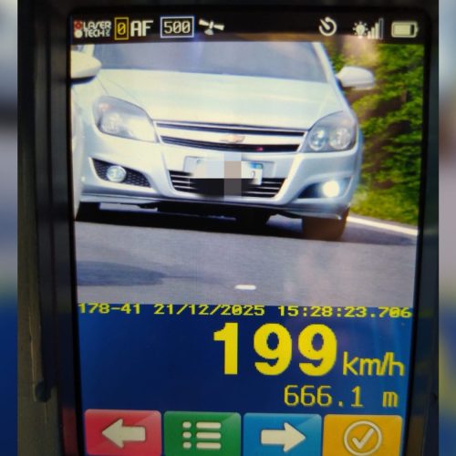 Veículo é flagrado a quase 200 km/h na PR-151 entre Carambeí e Ponta Grossa