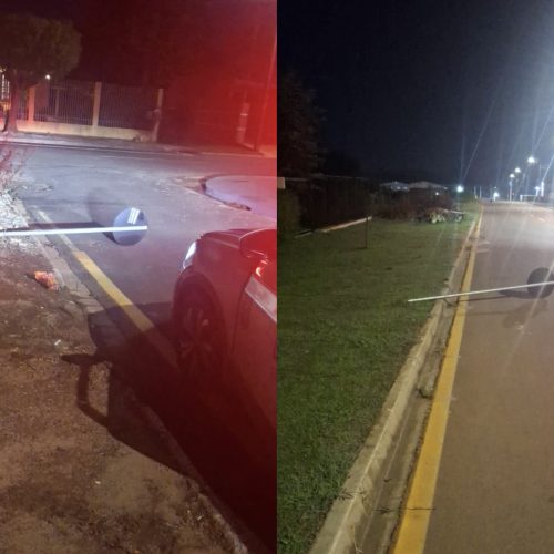 Suspeito é identificado após dano a placas de trânsito em Carambeí