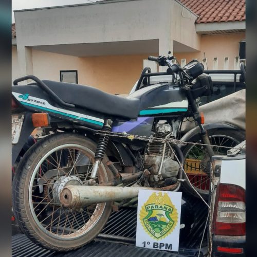 Motocicleta furtada é recuperada pela Polícia Militar em Carambeí