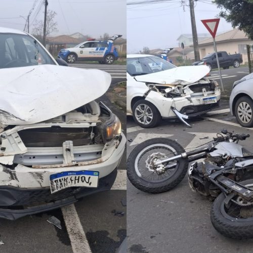 Motociclista fica ferido após colisão com carro em cruzamento de Carambeí